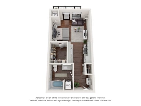 Floor plan for studio, 1 bath, 495 sqft